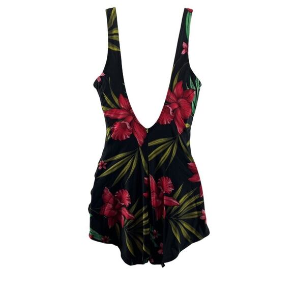 Indigo Bay Red Floral One Piece Sarong Front Swimsuit Womens Size 14 - Picture 7 of 7